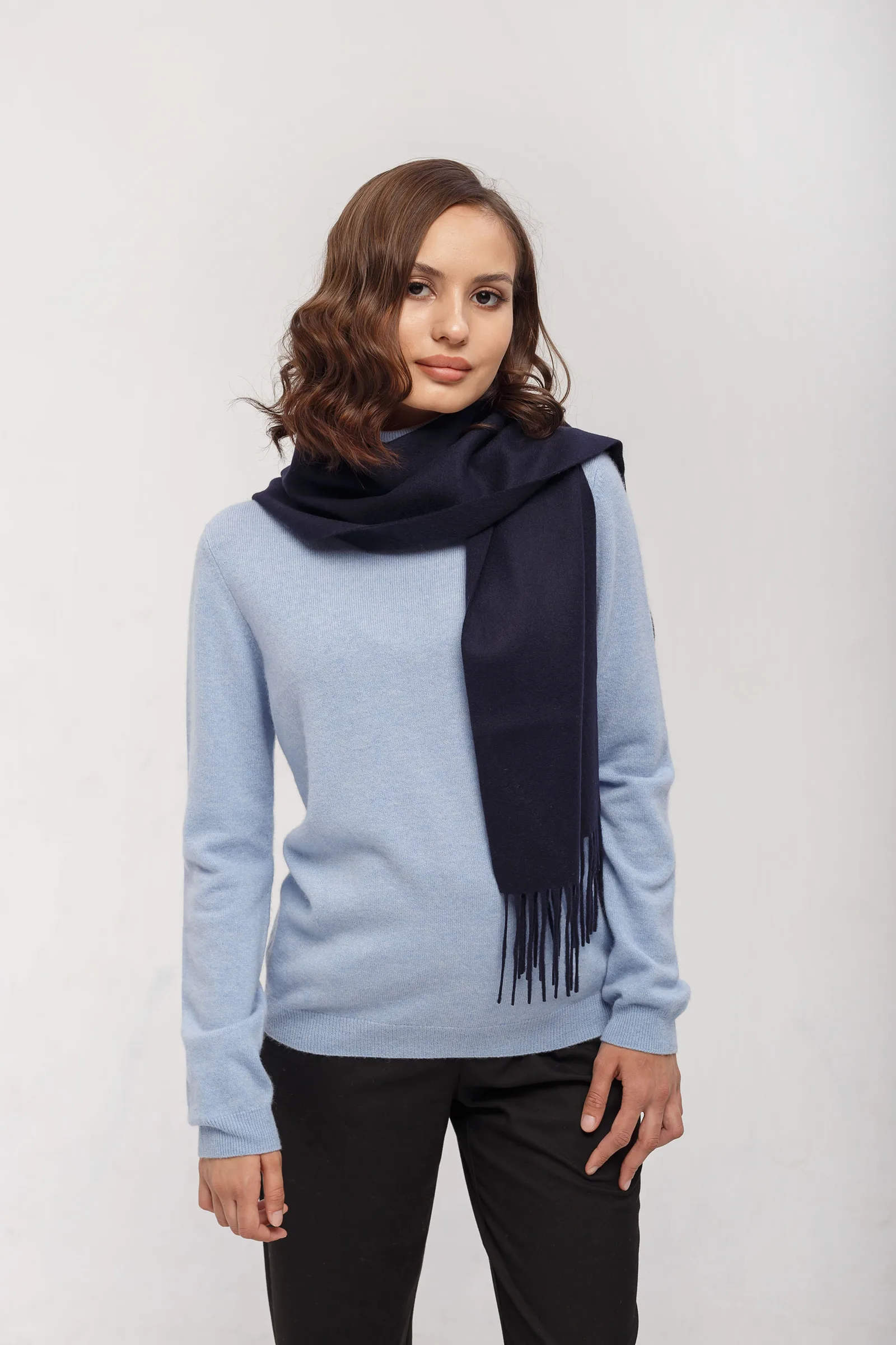 Однотонный шарф из кашемира Blue Sky Cashmere